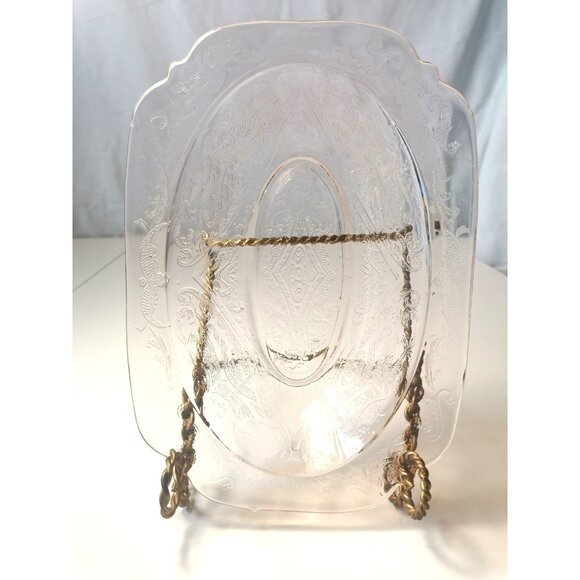 Pink Depression Glass Serving Dish  JEANETTE ADAM Pattern 1930s Small Chip - Picture 4 of 10